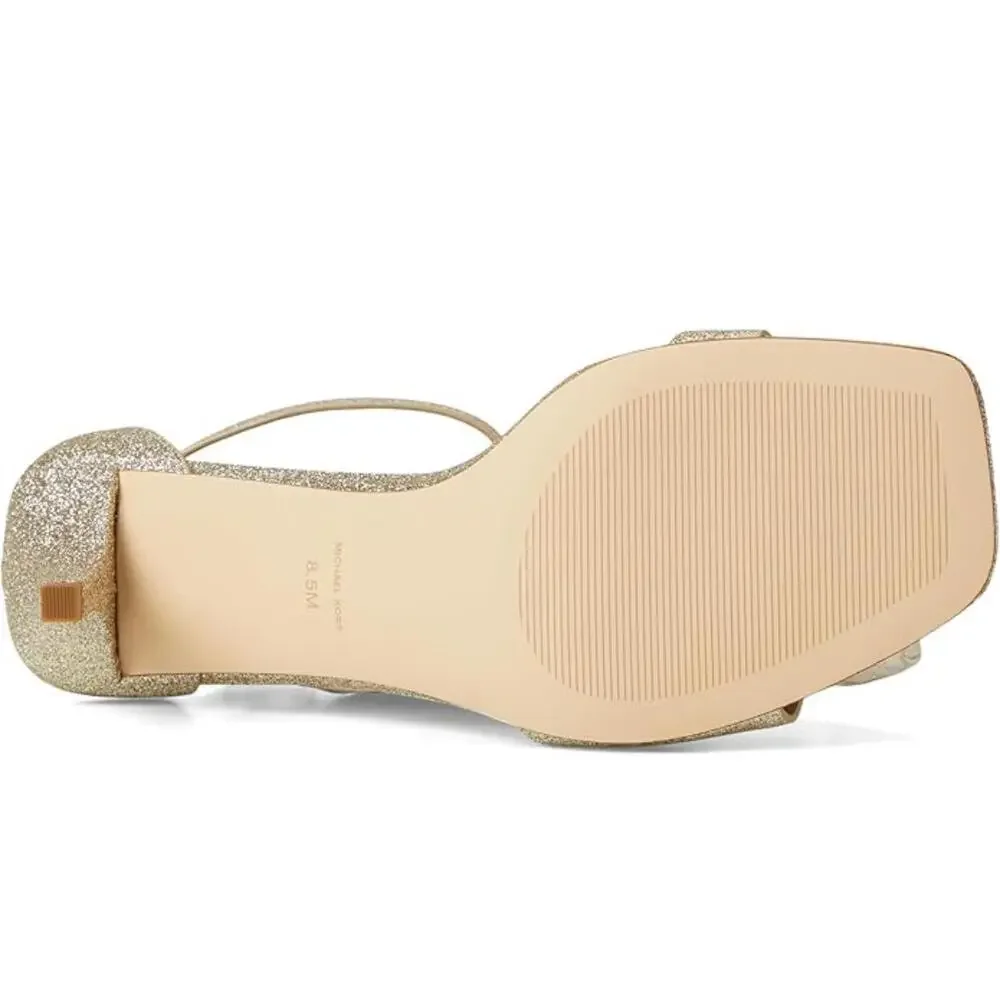 Michael Kors Jaida Sandals Women's 8.5 M Gold Stiletto Heel Ankle Strap ZOGG3463